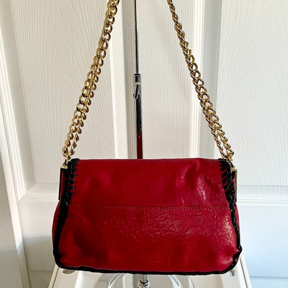 Badgley Mischka Handbag Red CONVERTIBLE Shoulder Chain Strap - Picture 8 of 10